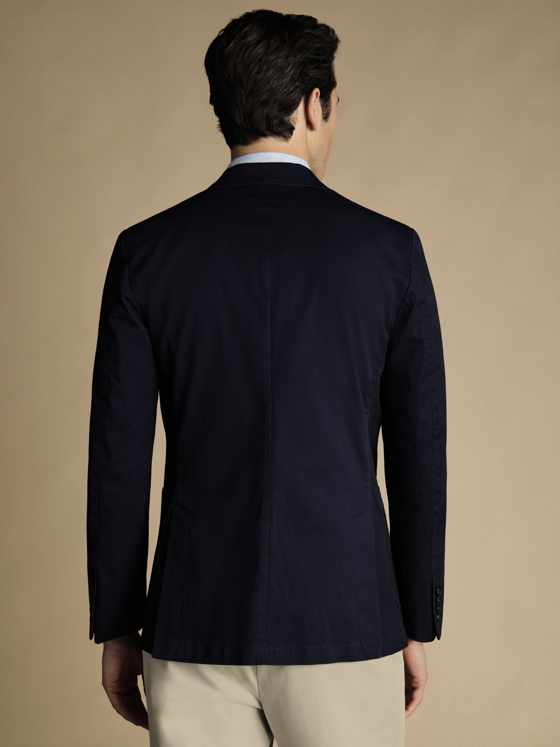 Buy Charles Tyrwhitt Cotton Blend Stretch Slim Fit Blazer, Navy Online at johnlewis.com