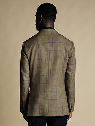 Charles Tyrwhitt Windowpane Wool Slim Fit Jacket, Indigo Blue, Taupe