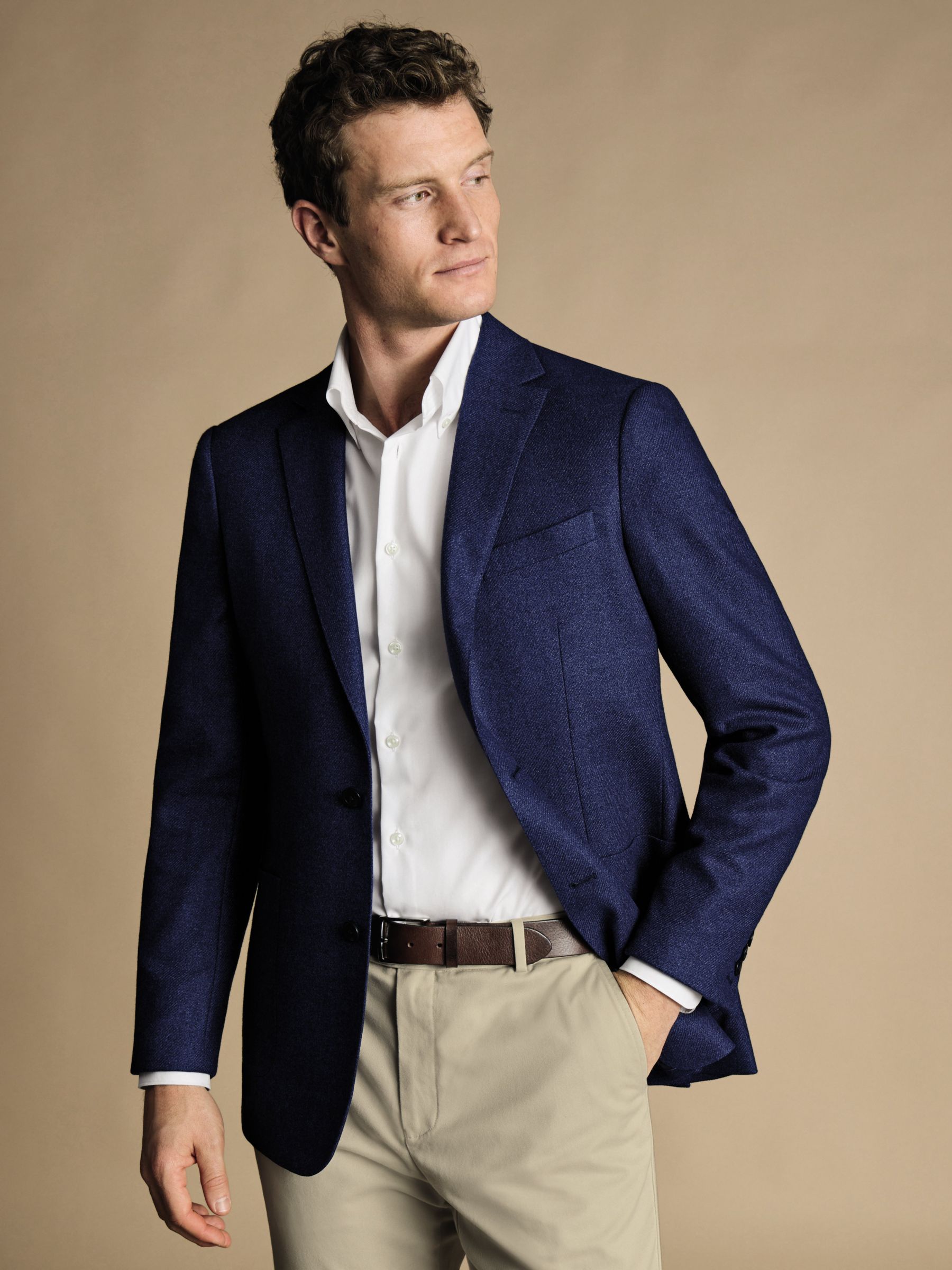 Buy Charles Tyrwhitt Twill Wool Blend Slim Fit Jacket, Ink Blue Online at johnlewis.com