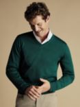 Charles Tyrwhitt Merino Wool V-Neck Jumper, Green