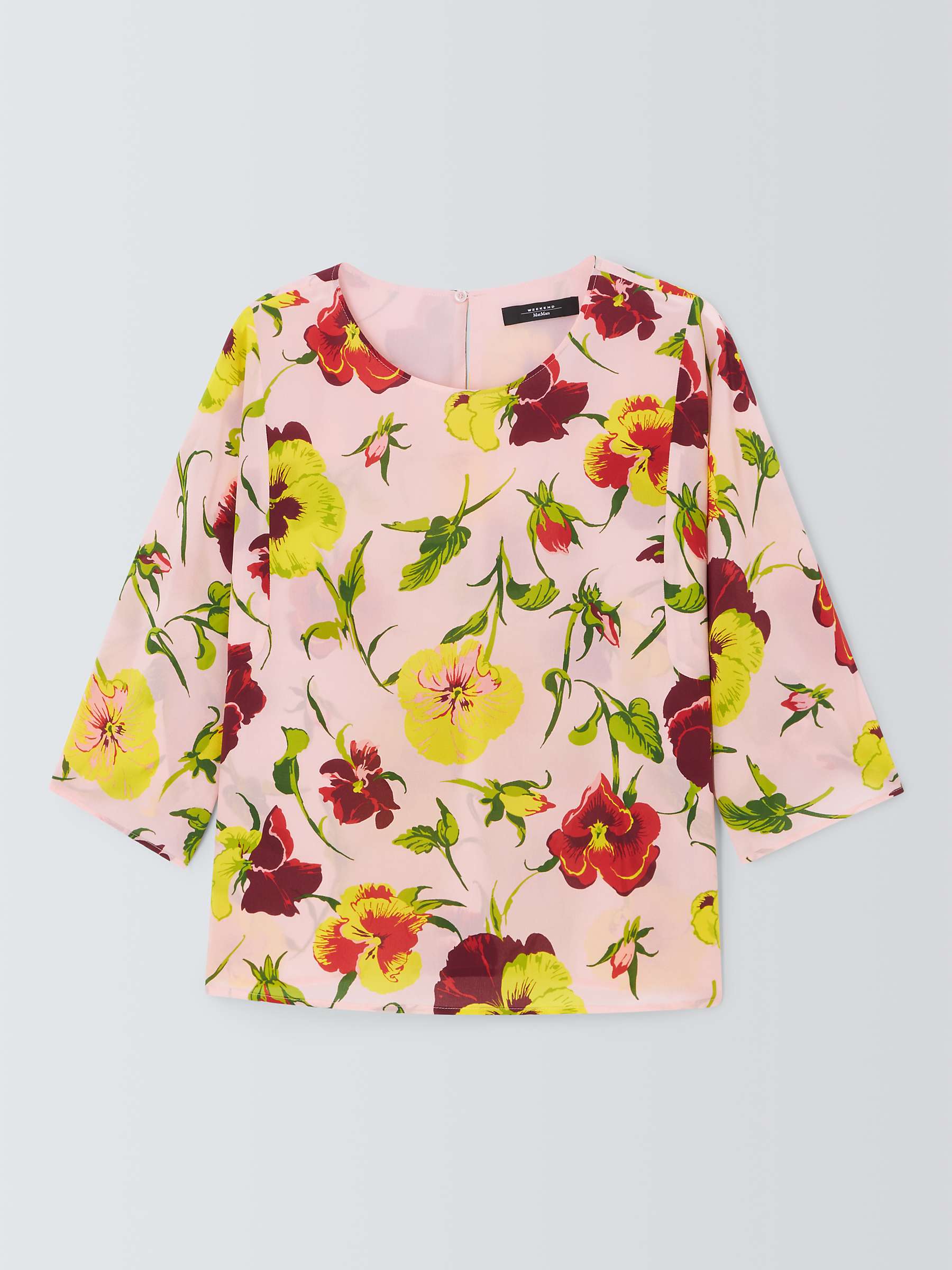 Buy Weekend MaxMara Pomposa Floral Print Silk Top, Pink Online at johnlewis.com