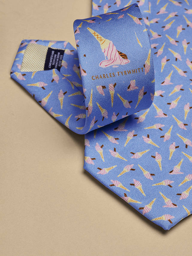 Charles Tyrwhitt Ice Cream Print Silk Tie, Sky Blue