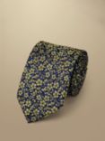 Charles Tyrwhitt Floral Textured Silk Tie, Ink Blue/Gold