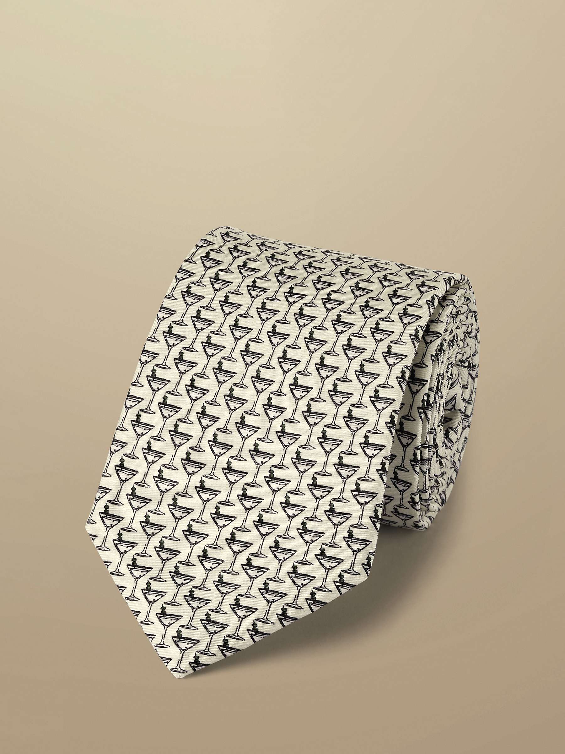 Buy Charles Tyrwhitt Martini Print Silk Tie, Ivory Online at johnlewis.com