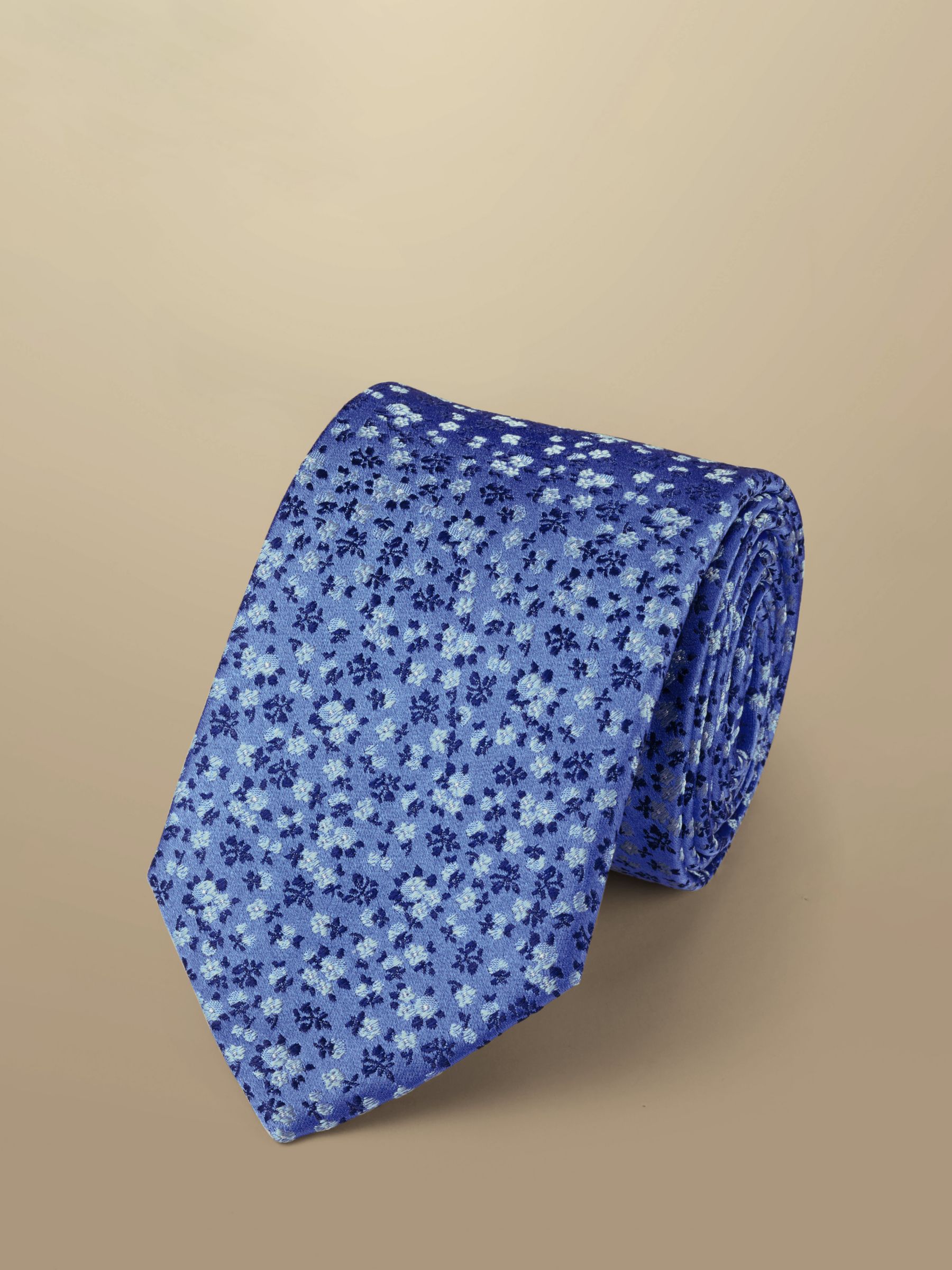 Charles Tyrwhitt Floral Print Silk Tie, Cornflower Blue at John Lewis ...