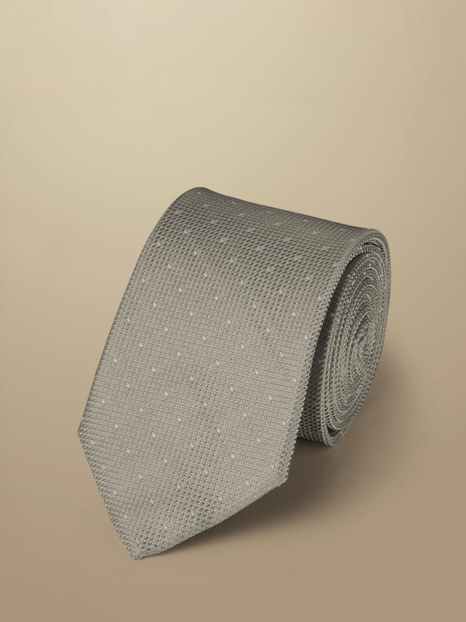 Charles Tyrwhitt Spot Silk Tie, Silver Grey