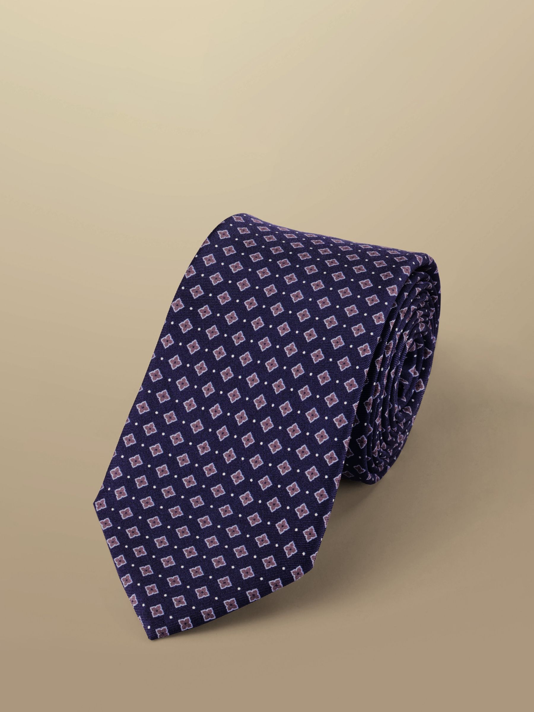Charles Tyrwhitt Medallion Print Silk Slim Tie, Royal Blue, One Size