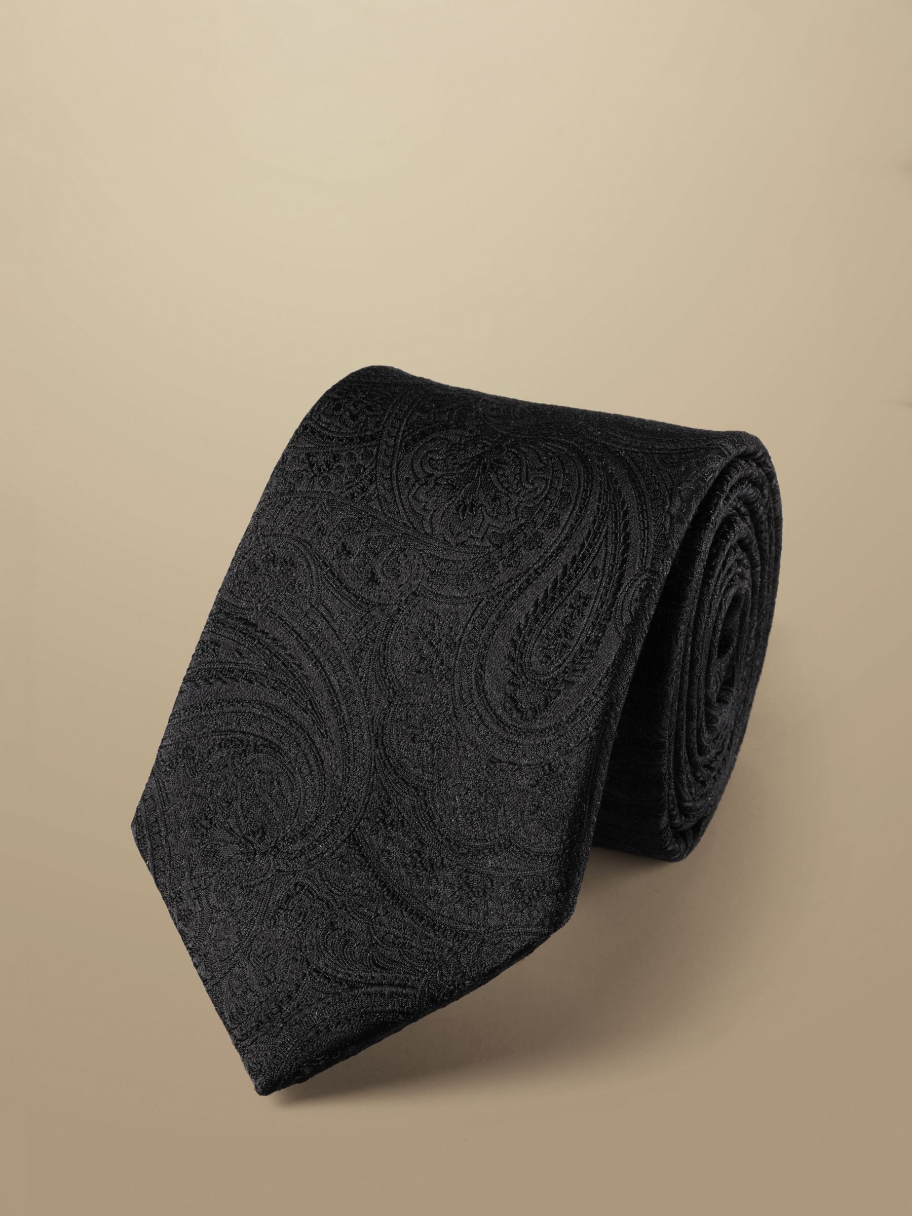 Charles Tyrwhitt Paisley Silk Tie, Black at John Lewis & Partners