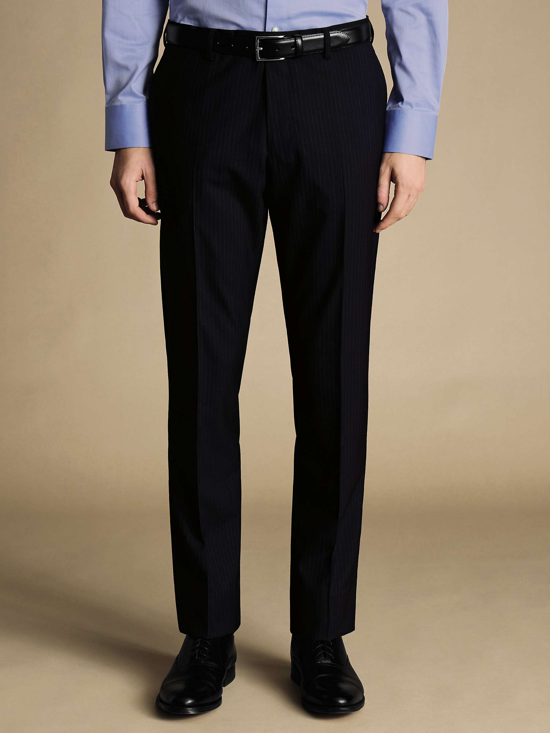 Buy Charles Tyrwhitt Slim Fit Ultimate Performance Stripe Suit Trousers, Dark Navy Online at johnlewis.com