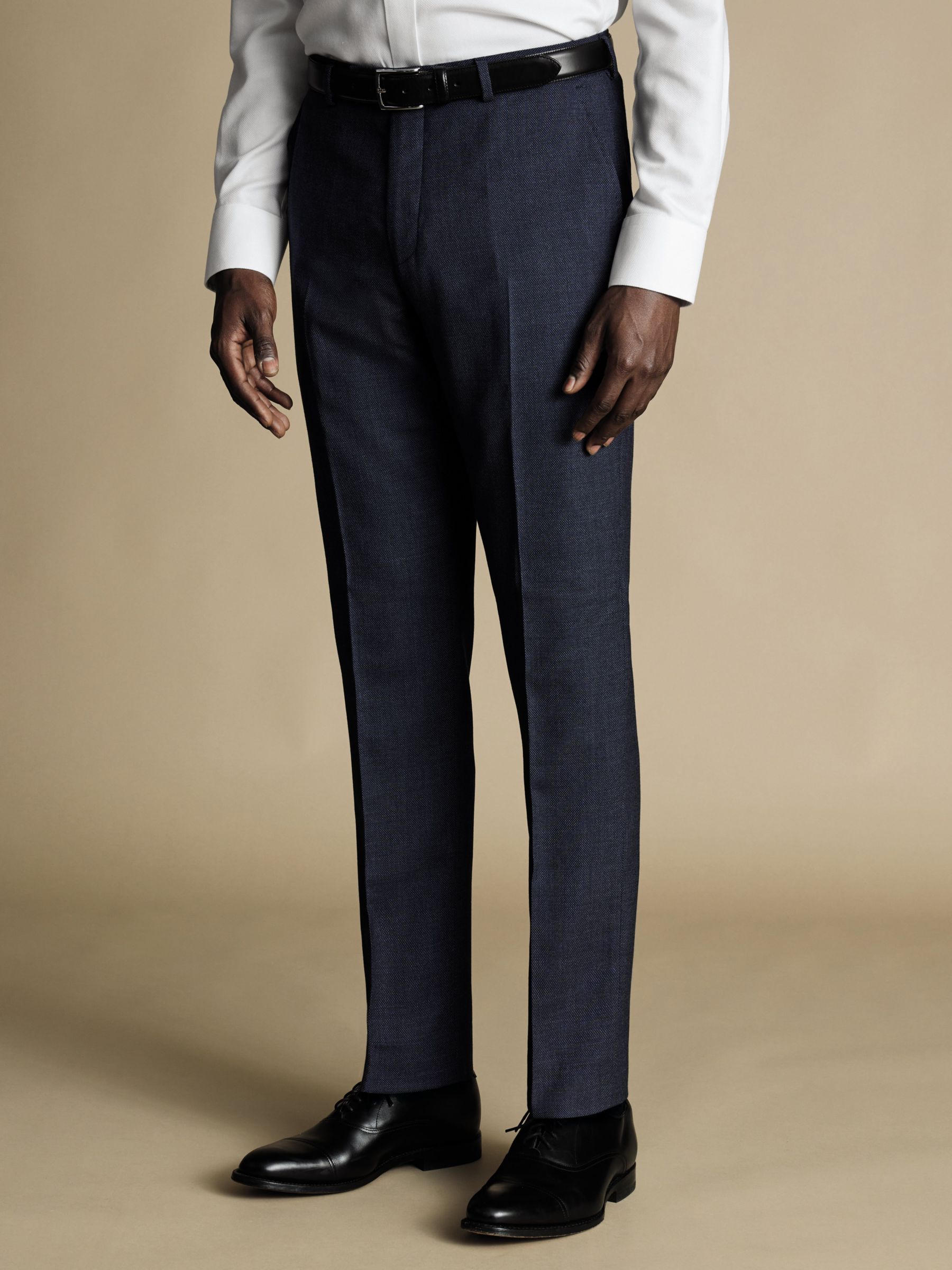 Buy Charles Tyrwhitt Prince of Wales Slim Fit Suit Trousers, Navy Online at johnlewis.com