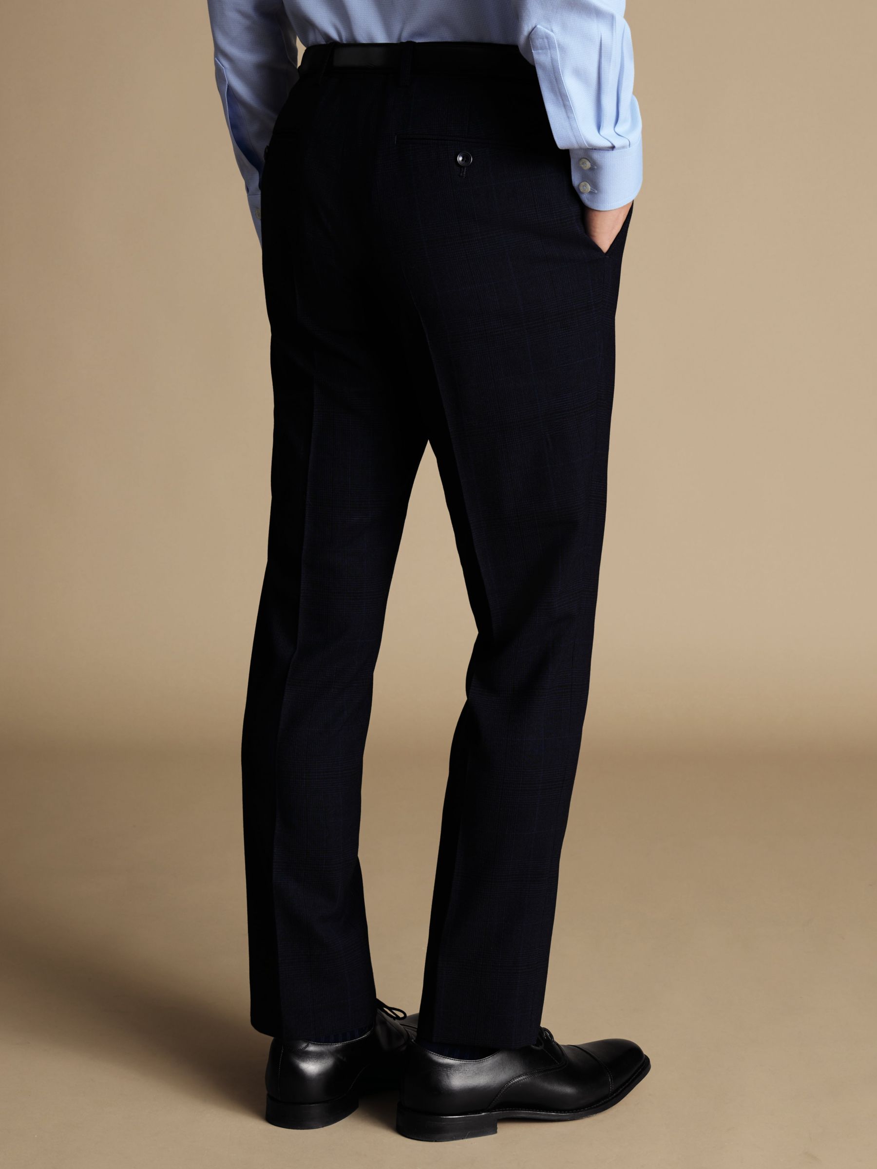 Buy Charles Tyrwhitt Prince of Wales Slim Fit Ultimate Performance Suit Trousers, Navy Online at johnlewis.com