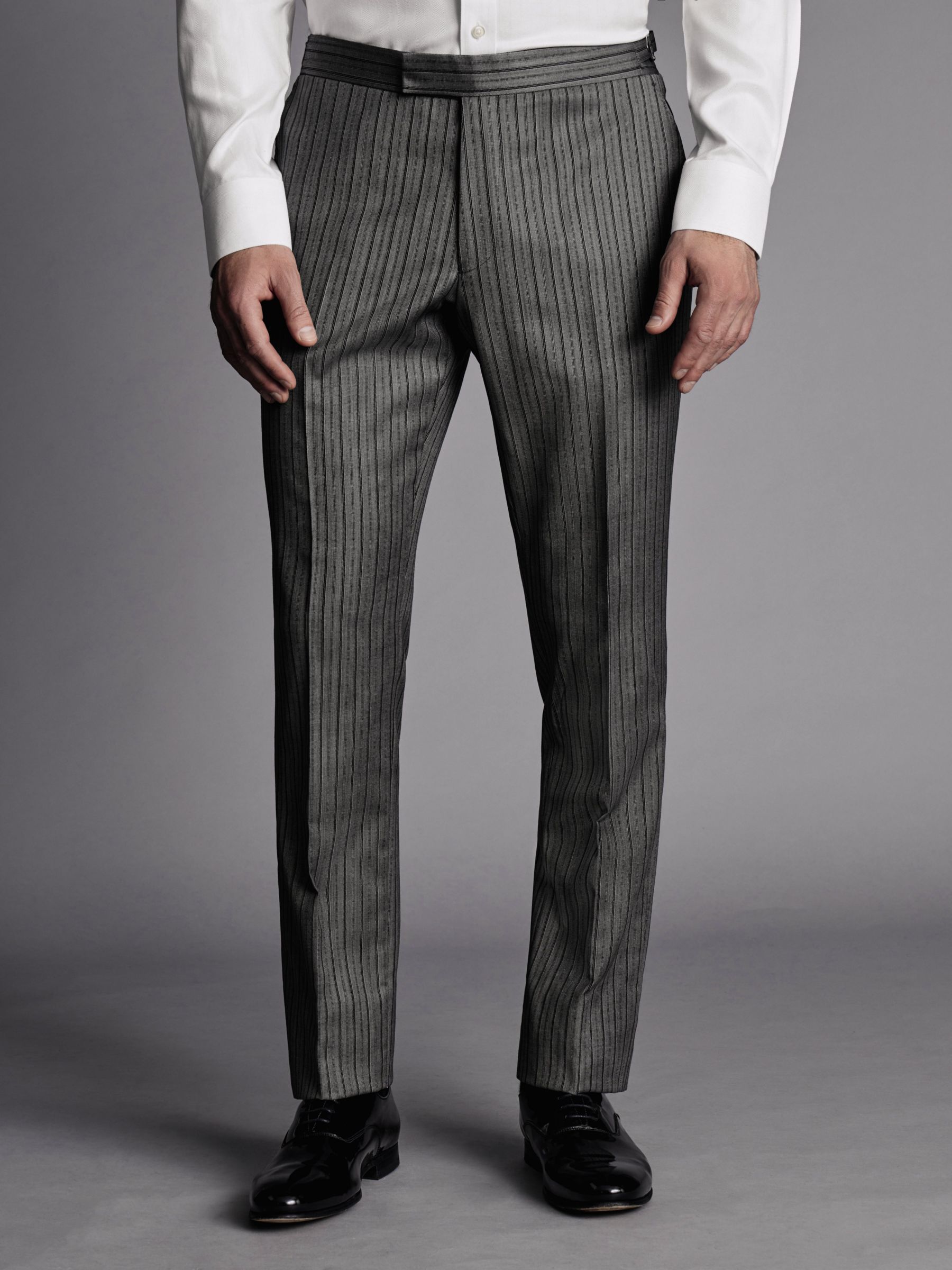 Charles Tyrwhitt Morning Stripe Slim Fit Suit Trousers, Grey, W36/L32