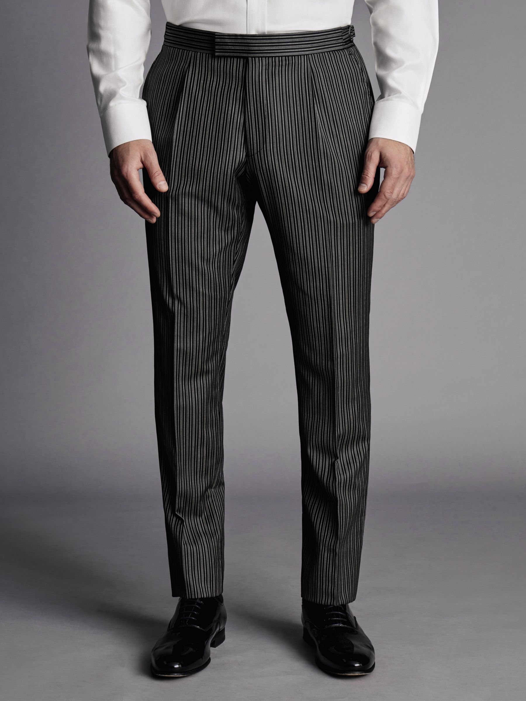 Charles Tyrwhitt Morning Stripe Slim Fit Suit Trousers, Grey at John ...