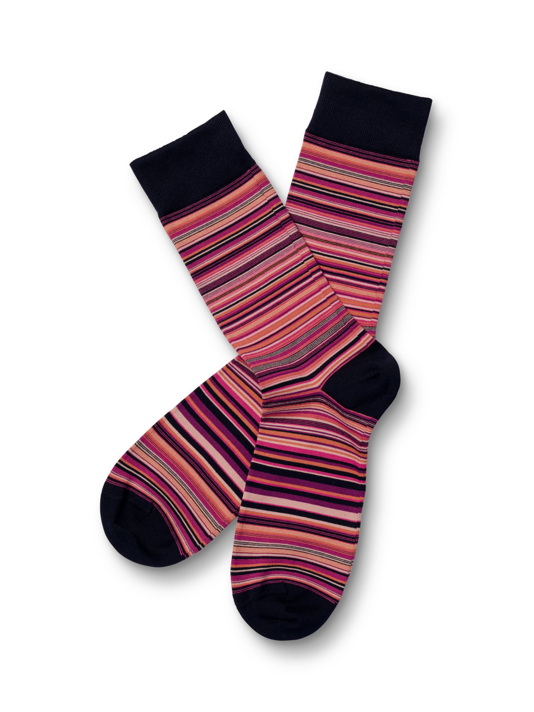 Charles Tyrwhitt Fine Stripe Socks, Pink/Multi, M