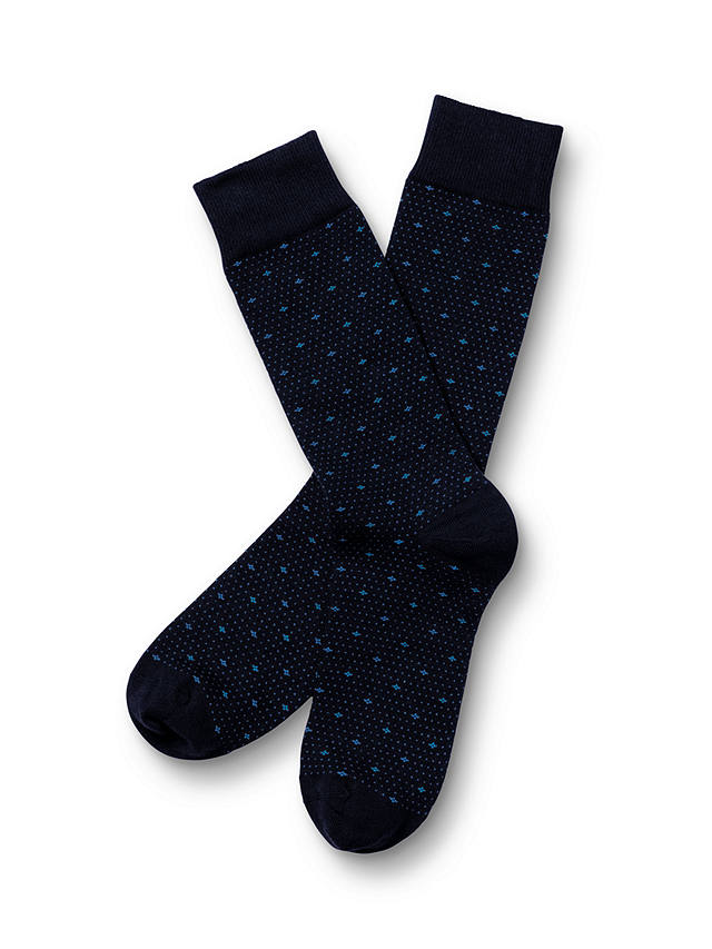 Charles Tyrwhitt Cotton Rich Geometric Print Socks, Denim Blue