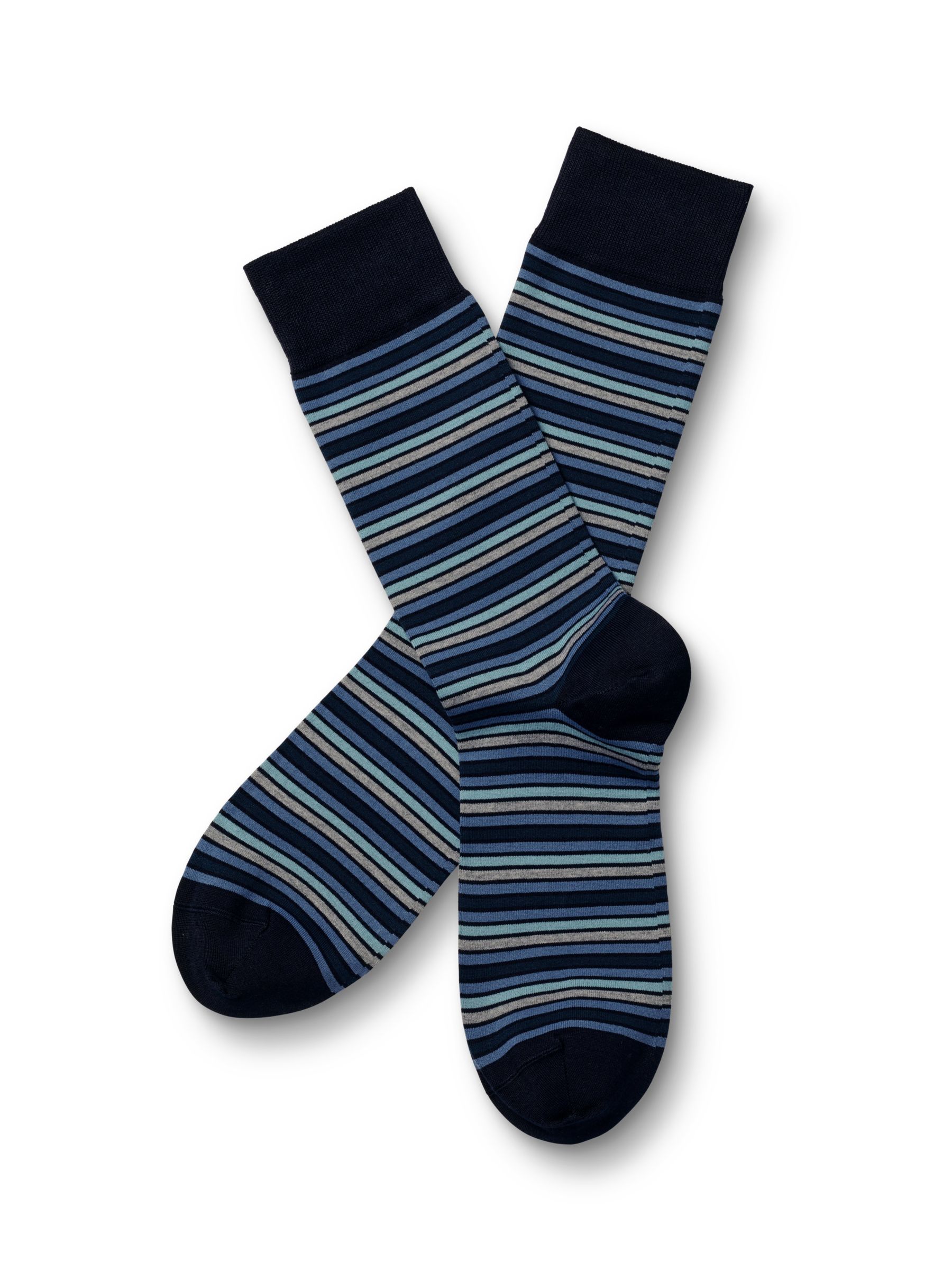Charles Tyrwhitt Melange Stripe Socks, Blue/Multi, M