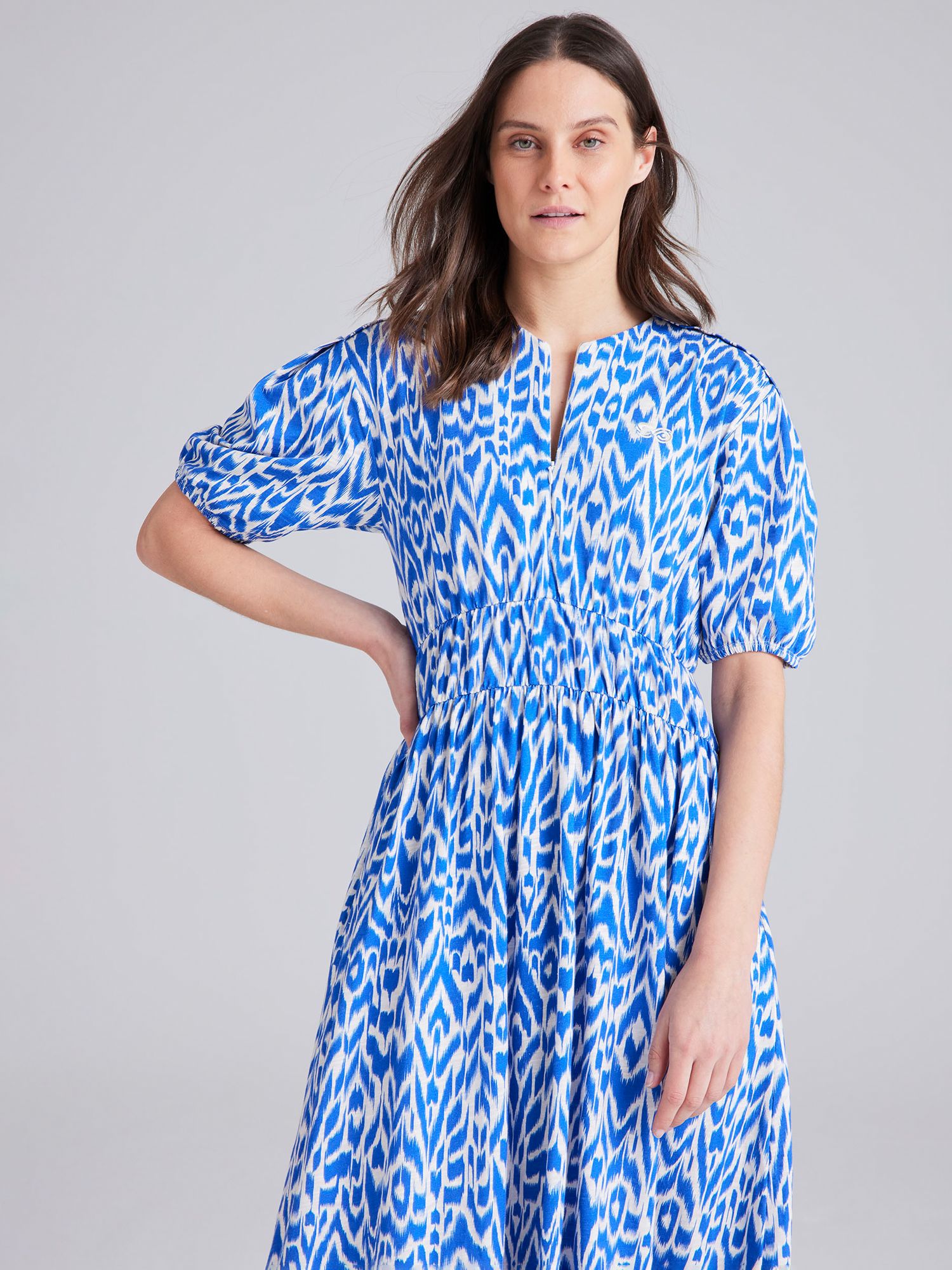 Cape Cove Ikat Midi Dress, Dazzling Blue, XL