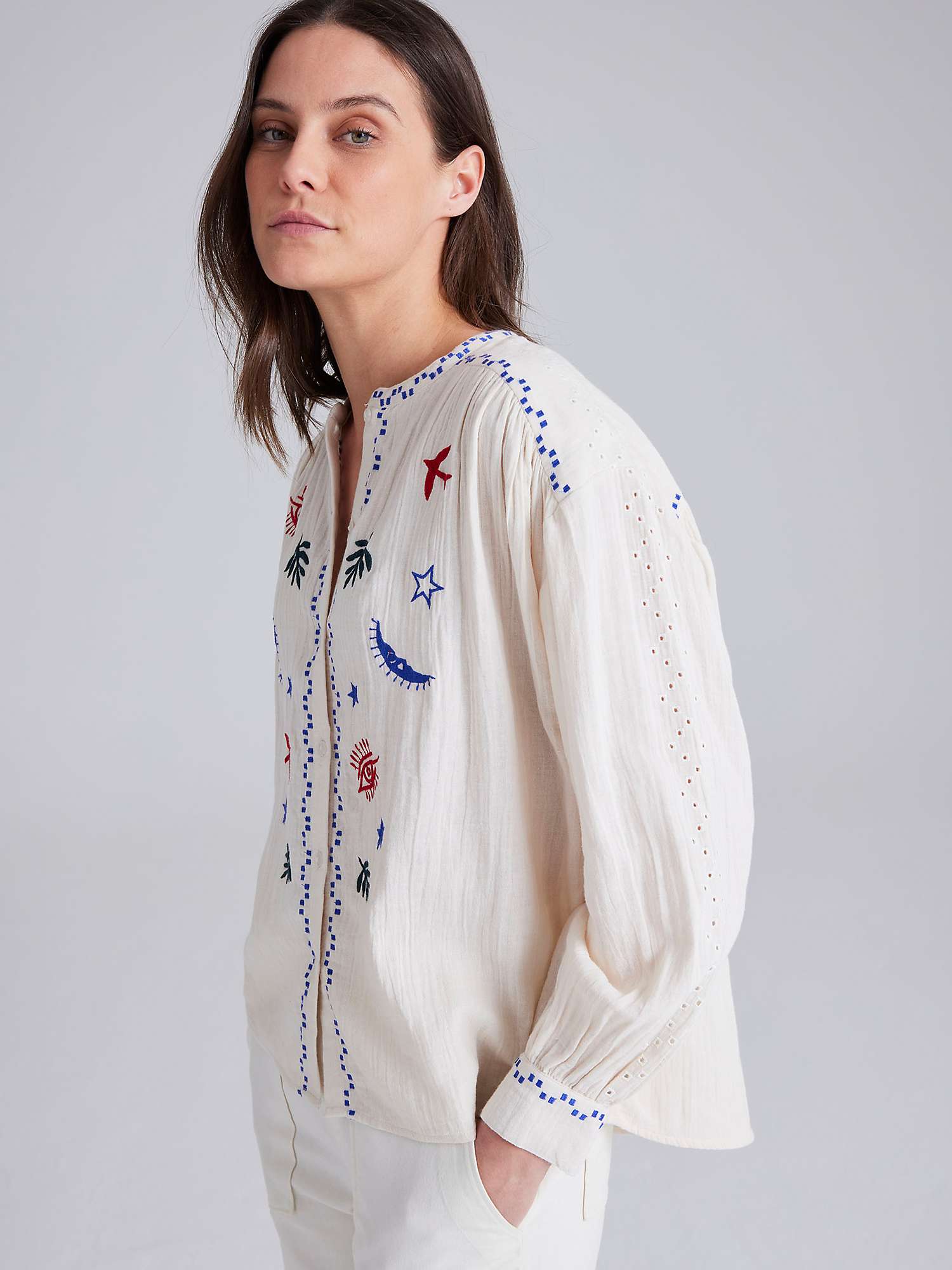 Buy Cape Cove Butterfly Embroidered Blouse, Cream Online at johnlewis.com