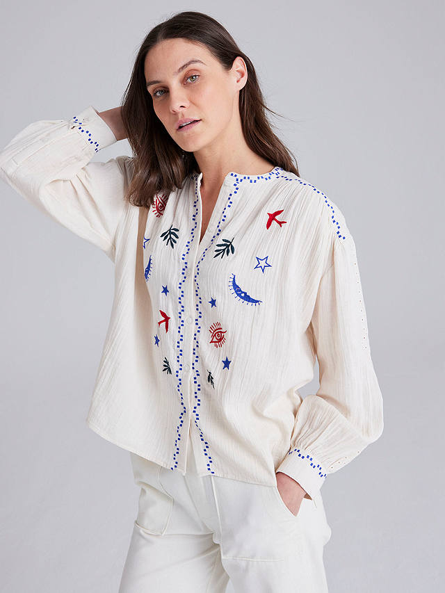 Cape Cove Butterfly Embroidered Blouse, Cream