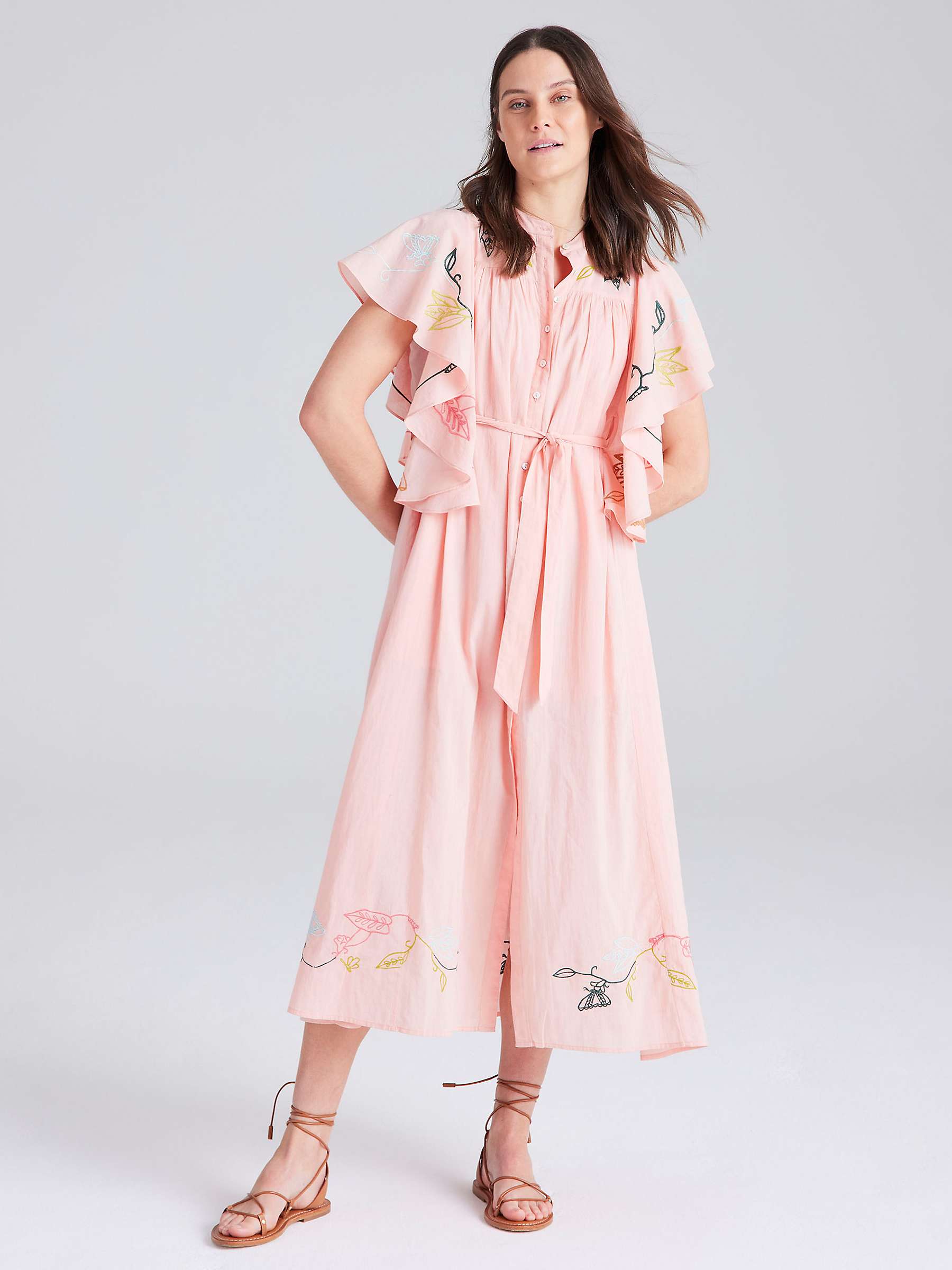 Buy Cape Cove Botanical Embroidered Ruffle Midi Dress, Dubarry Online at johnlewis.com