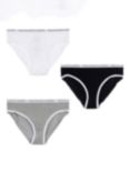 Polo Ralph Lauren Kids' Logo Solid Bikini Briefs, Pack of 3, White/Black/Grey