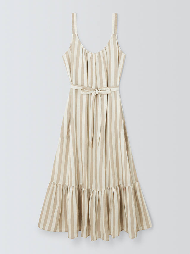 Velvet by Graham & Spencer Meradith Stripe Linen Midi Dress, Khaki