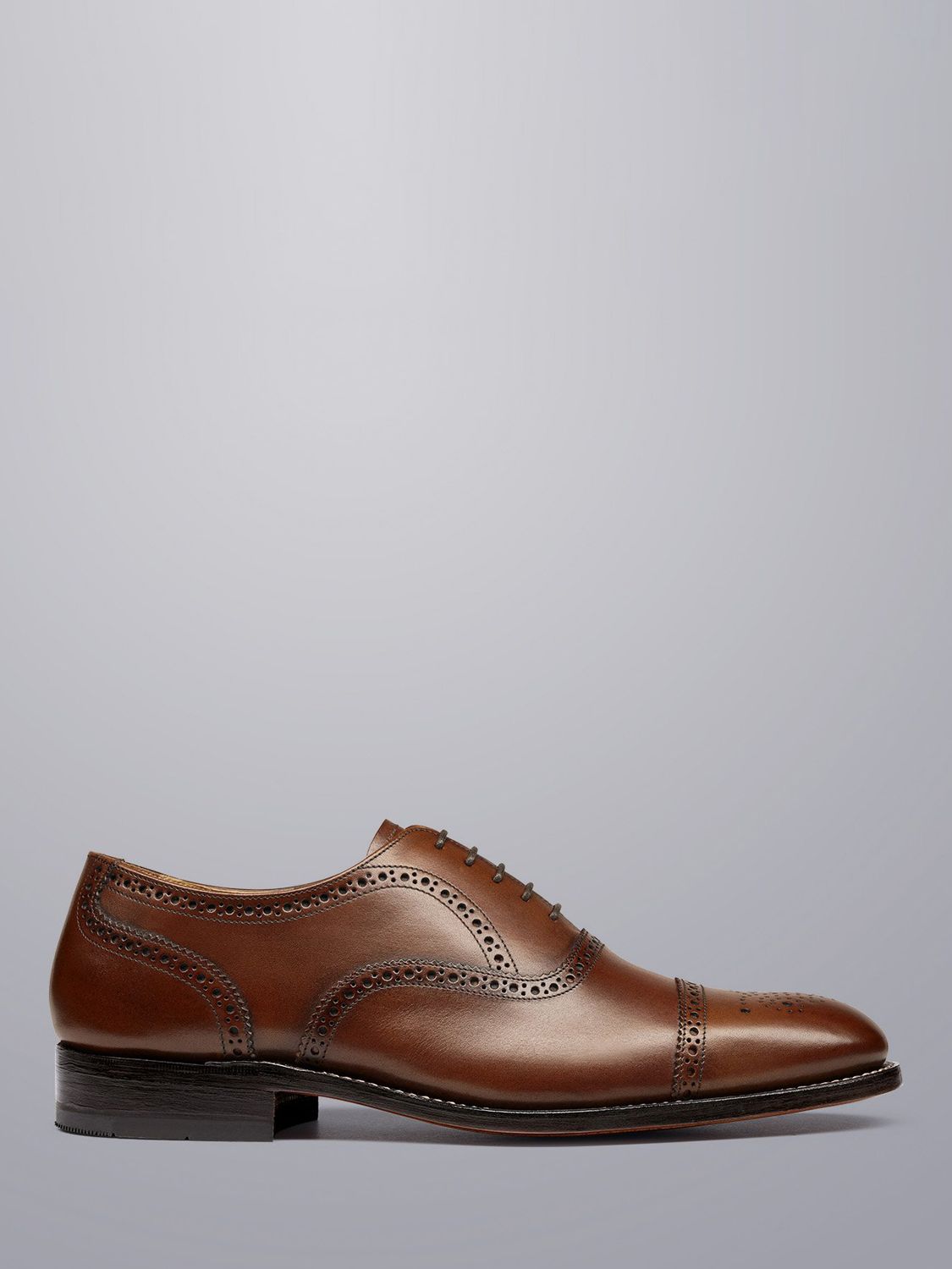 Charles Tyrwhitt Leather Oxford Brogue Shoes, Chestnut Brown, 10