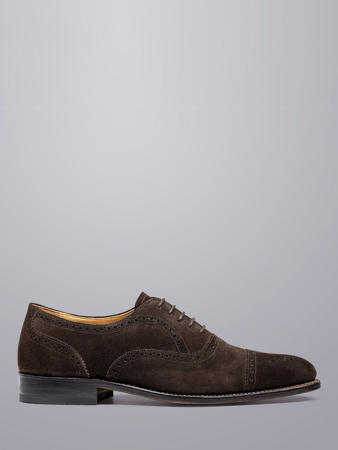 Charles Tyrwhitt Suede Oxford Brogue Shoes, Dark Chocolate, 12