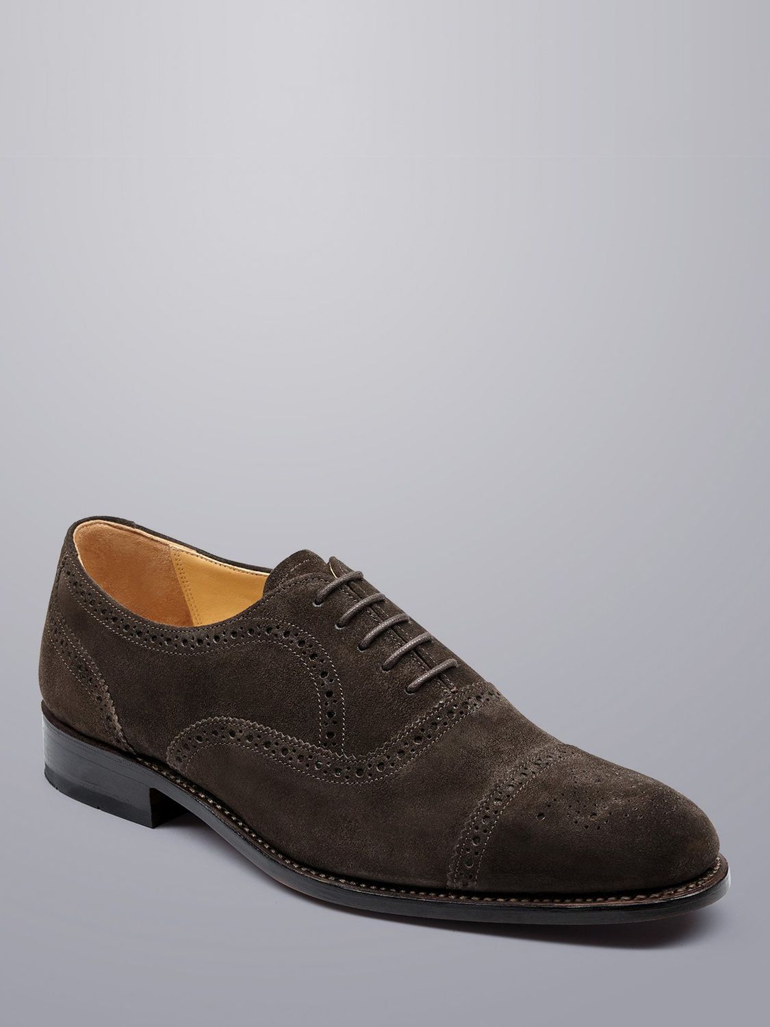 Charles Tyrwhitt Suede Oxford Brogue Shoes, Dark Chocolate, 12