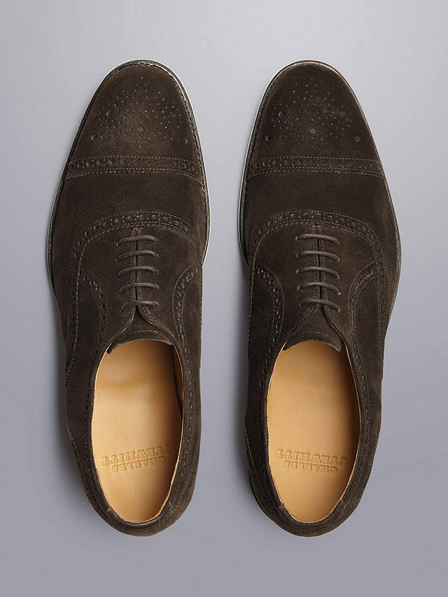 Charles Tyrwhitt Suede Oxford Brogue Shoes, Dark Chocolate
