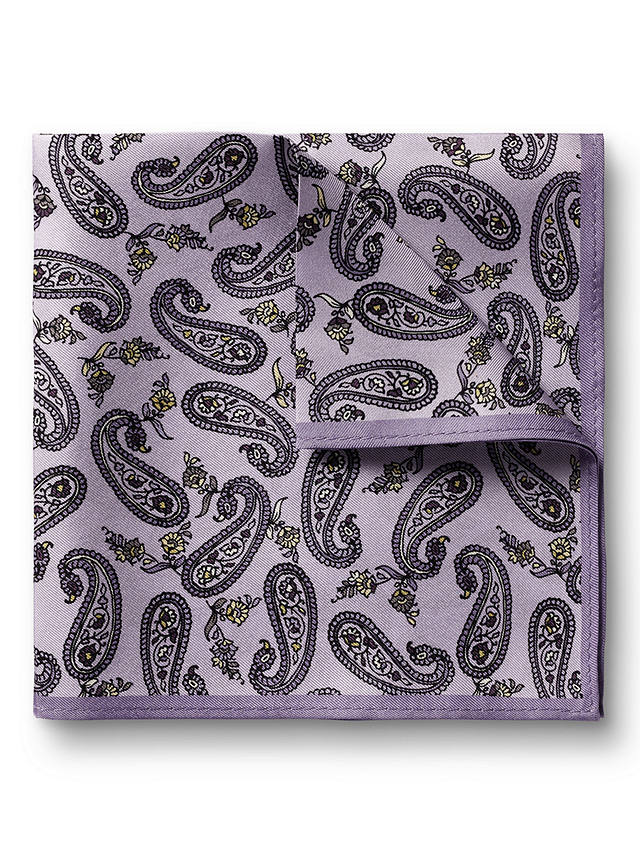 Charles Tyrwhitt Paisley Print Silk Pocket Square, Lilac Purple