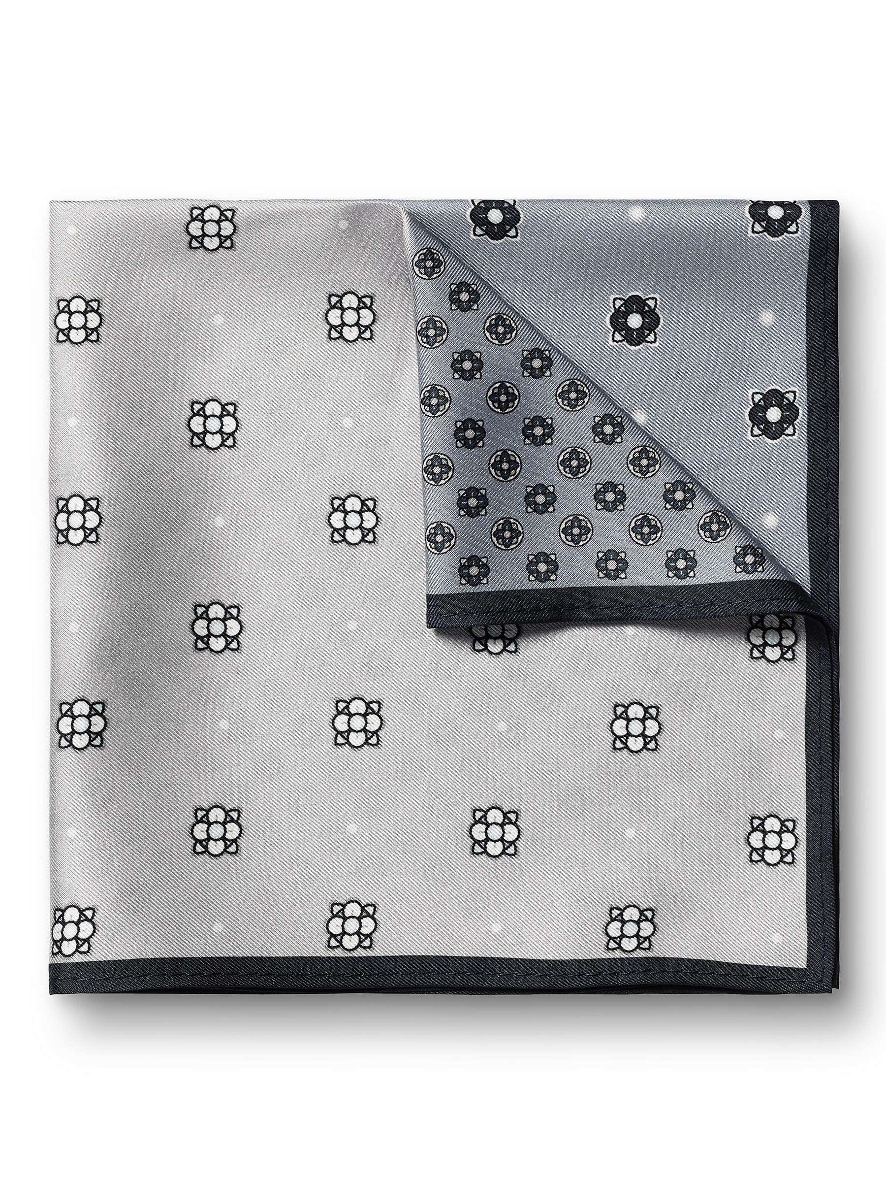 Buy Charles Tyrwhitt Silk Pocket Square Floral Handkerchief, Silver/Grey Online at johnlewis.com