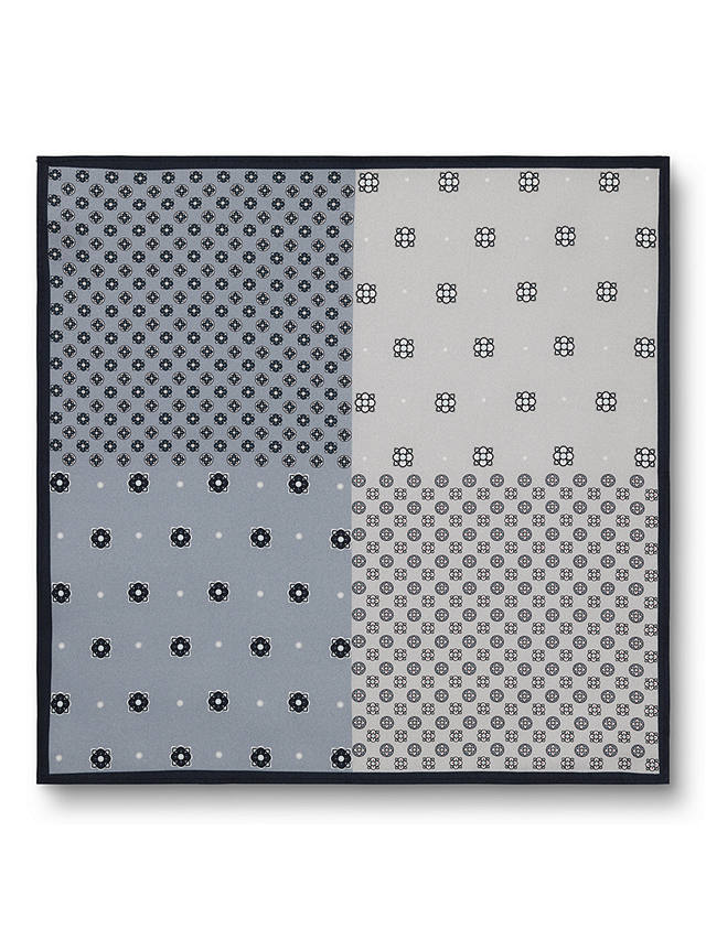 Charles Tyrwhitt Silk Pocket Square Floral Handkerchief, Silver/Grey