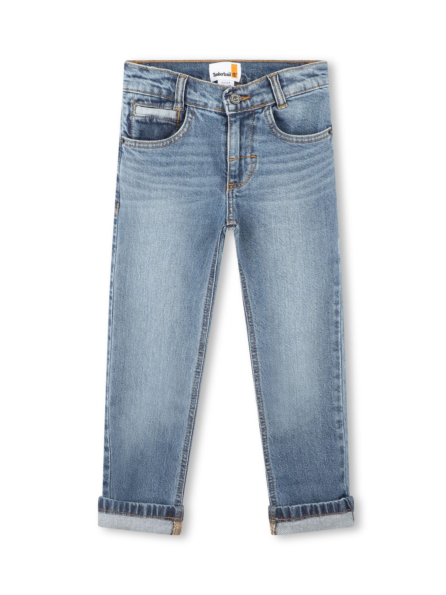 Buy Timberland Kids' New Fit Denim Trousers, Mid Blue Online at johnlewis.com