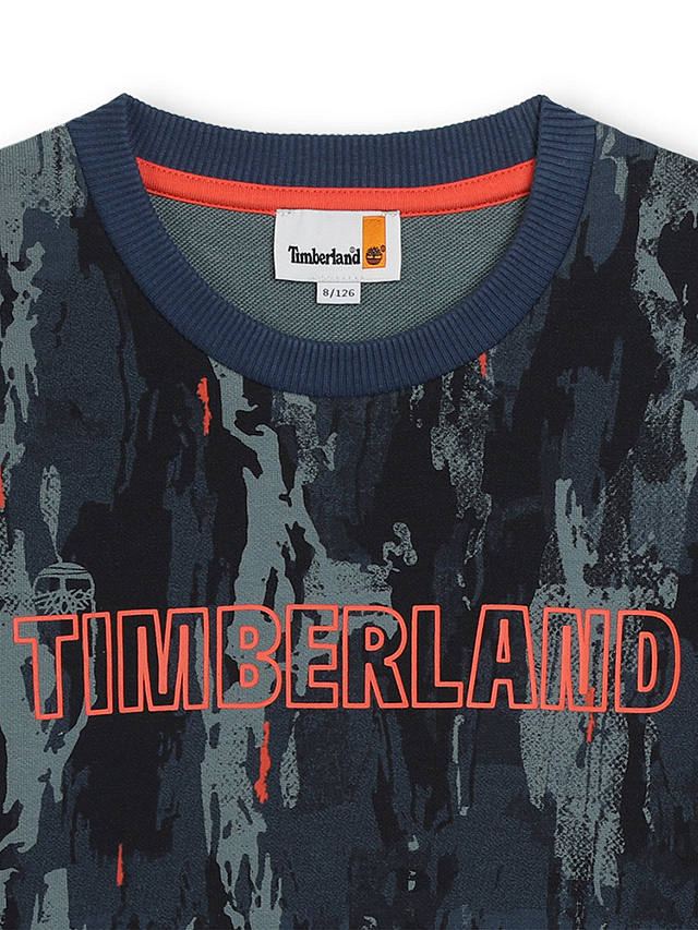 Timberland Kids' Logo Abstract Print French Terry Sweatshirt, Multi