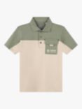 Timberland Kids' Logo Pocket Detail Short Sleeve Polo Shirt, Natural/Sage