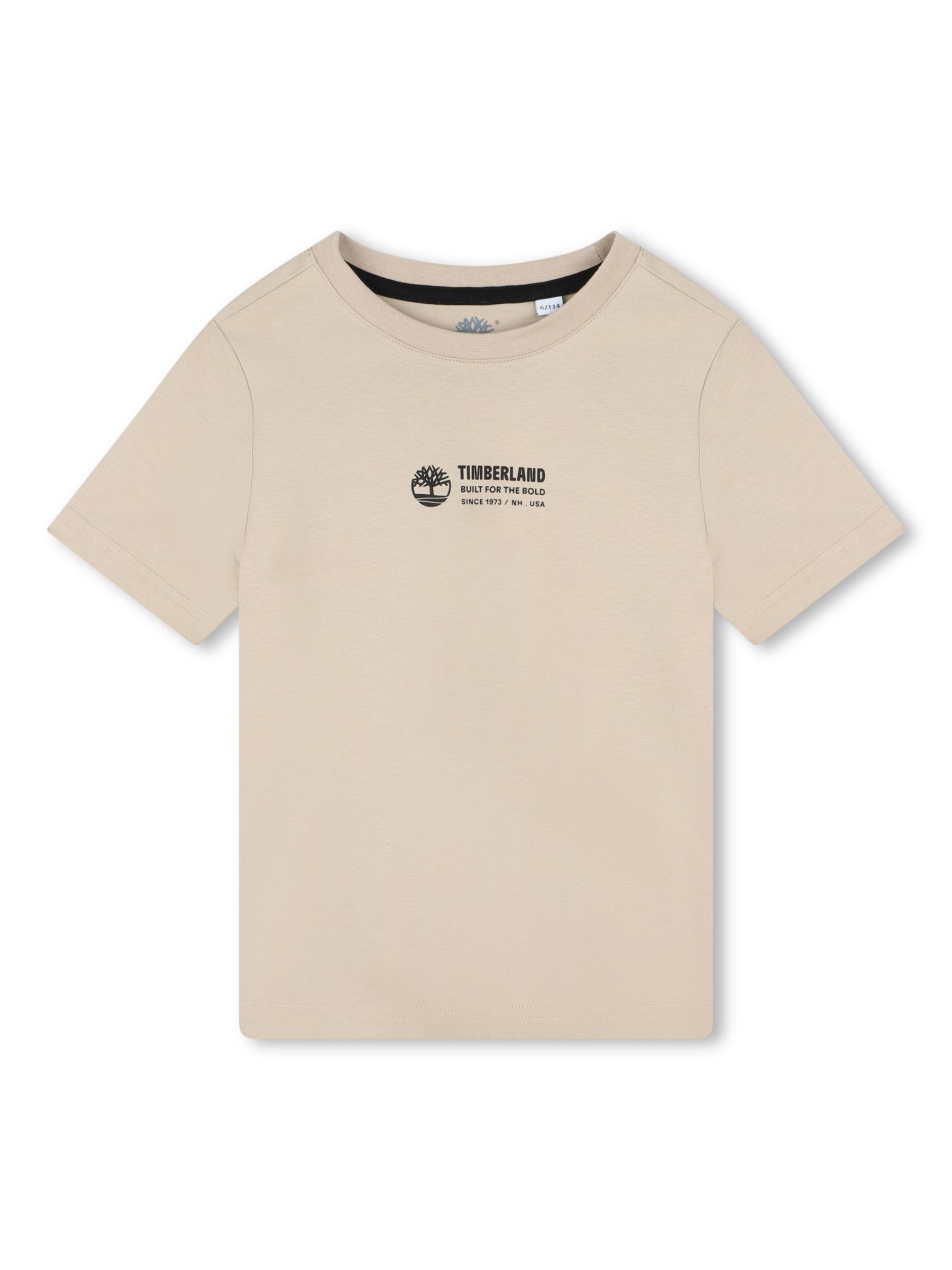 Timberland Kids' Logo Short Sleeve T-Shirt, Natural, 4 years