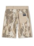 Timberland Kids' Logo Abstract Print French Terry Track Bermuda Shorts, Neutral