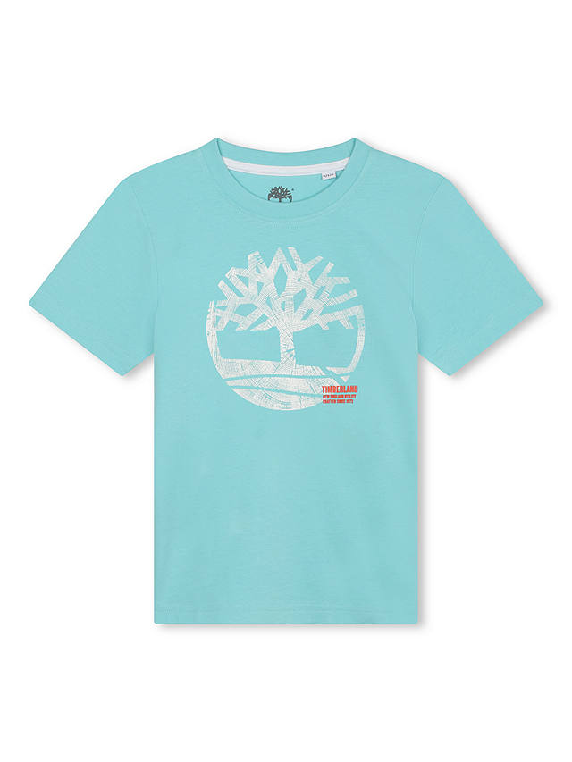 Timberland Kids' Logo Print T-Shirt, Blue/Multi