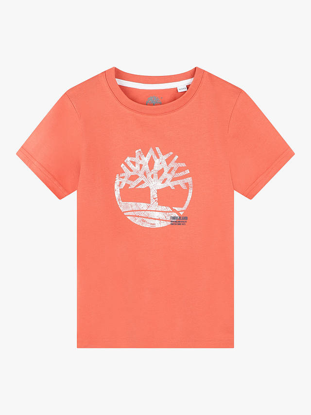 Timberland Kids' Logo Print T-Shirt, Orange/Multi