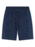 Timberland Kids' Fancy Terry Towel Jacquard Logo Side Stripe Bermuda Shorts, Blue/Multi