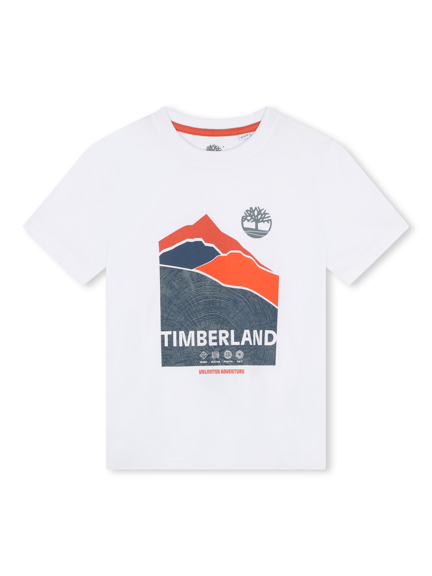 Timberland Kids' Logo Mountain Graphic Print T-Shirt, White, 4 years