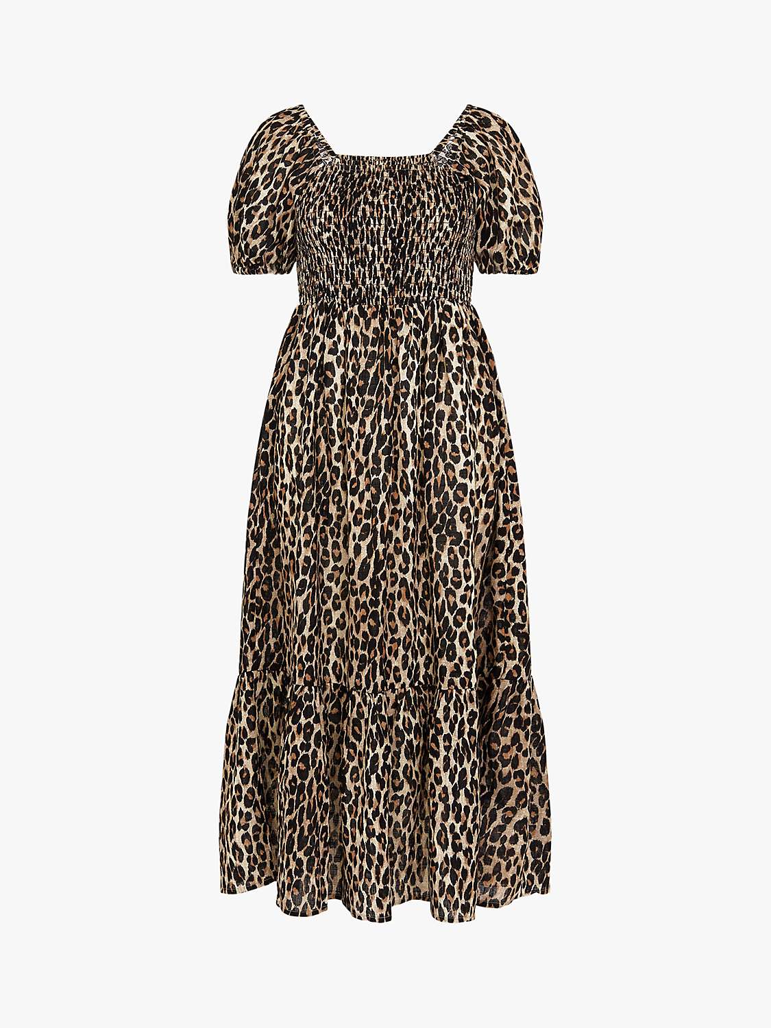 Buy Accessorize Leopard Print Puff Sleeve Dress, Mid Brown Online at johnlewis.com