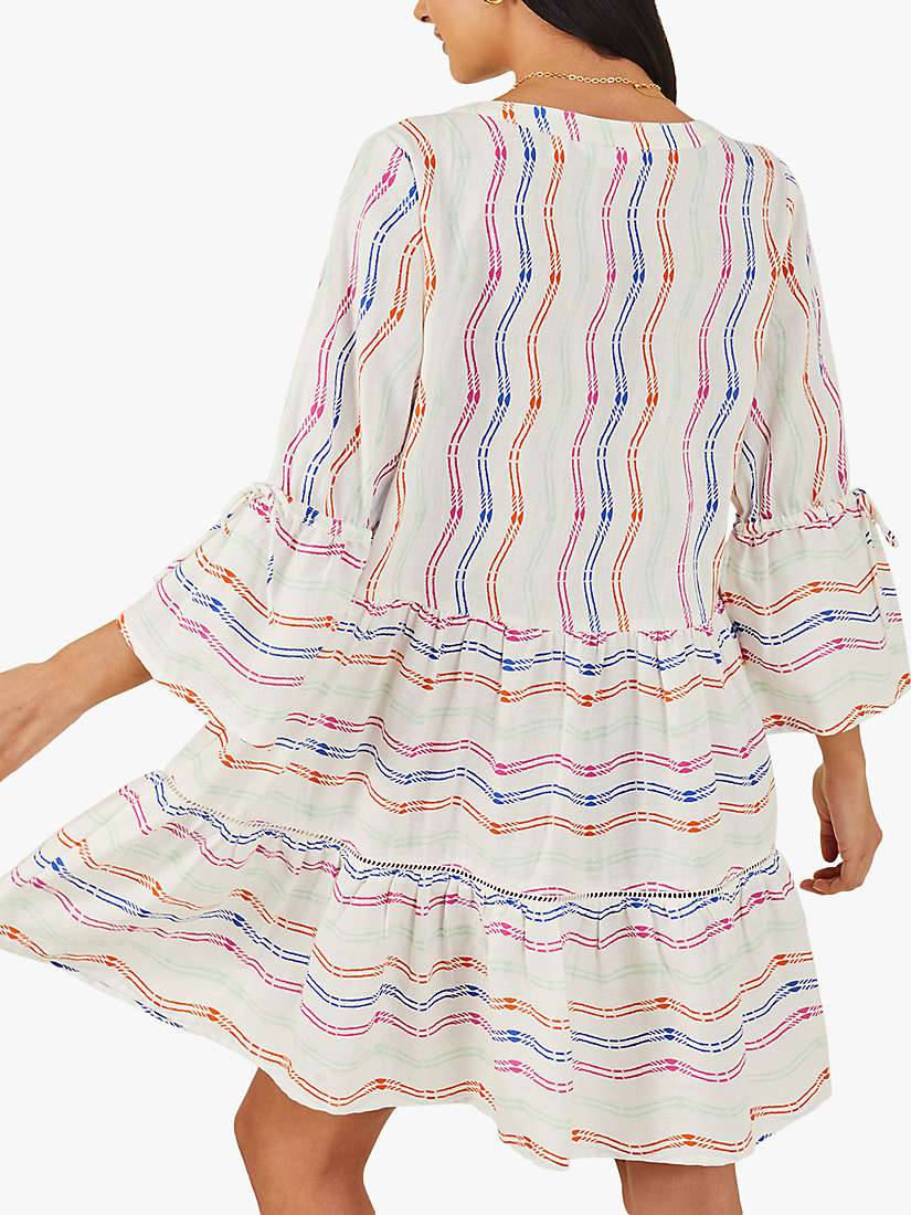Buy Accessorize Fluted Sleeve Tiered Mini Dress, White/Multi Online at johnlewis.com