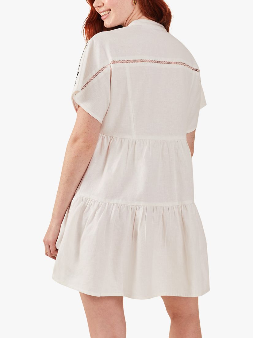 Accessorize Fan Embroidered Cover Up Dress, White/Multi, L