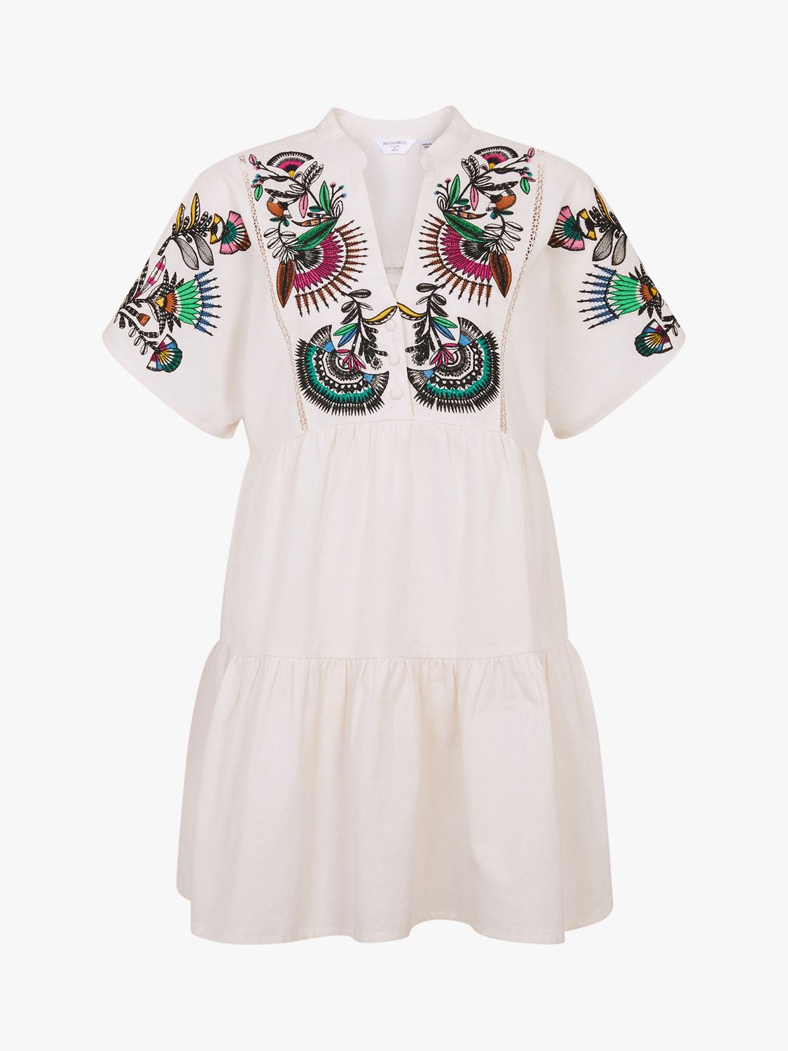 Buy Accessorize Fan Embroidered Cover Up Dress, White/Multi Online at johnlewis.com