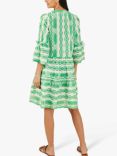 Accessorize Geometric Jacquard Print Knee Length Dress, Mid Green/White