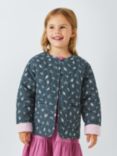 John Lewis Kids' Quilted Floral Jacket, Blue Ink