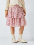 John Lewis Kids' Floral Tiered Mini Skirt, Pink Multi