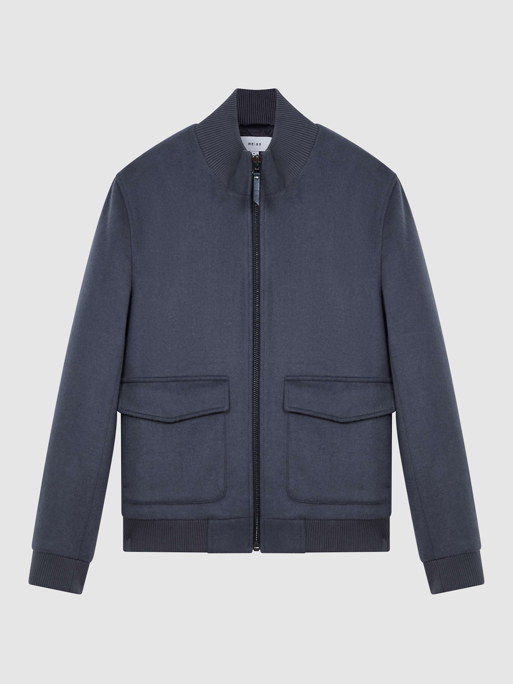 Buy Reiss Shuffle Wool Blend Zip Through Jacket, Airforce Blue Online at johnlewis.com